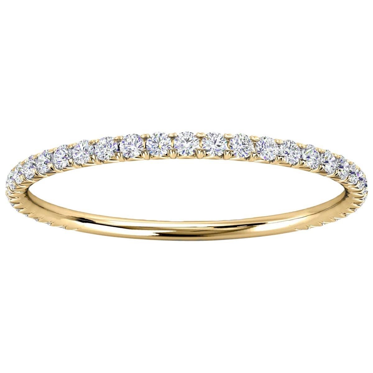 For Sale:  14k Yellow Gold Petite GIA French Pave Diamond Ring '1/5 Ct. tw'