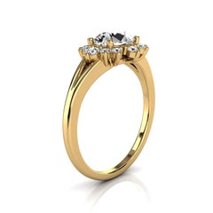 14 Karat Gold Petite Organic Design Cushion Diamond Ring Center, 3/4 Carat