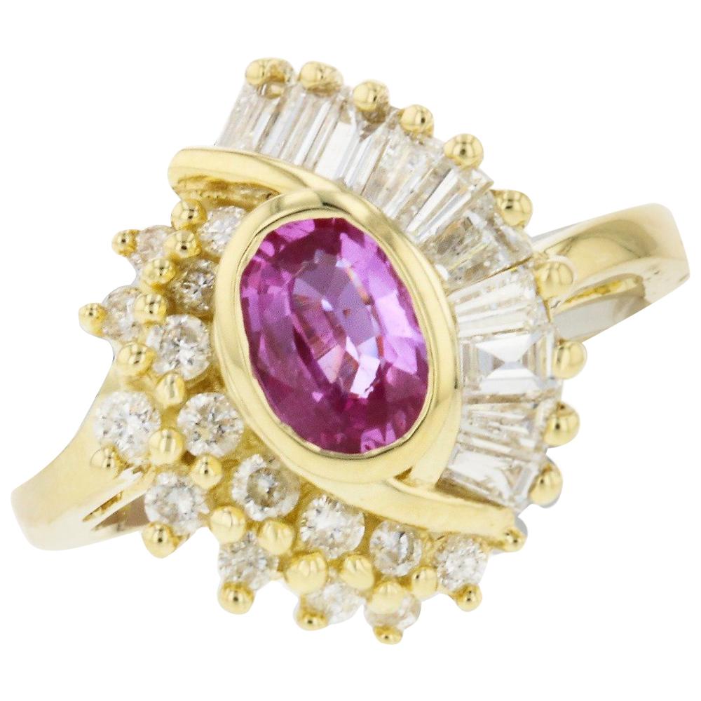 14 Karat Yellow Gold Pink Diamond Cocktail Ring