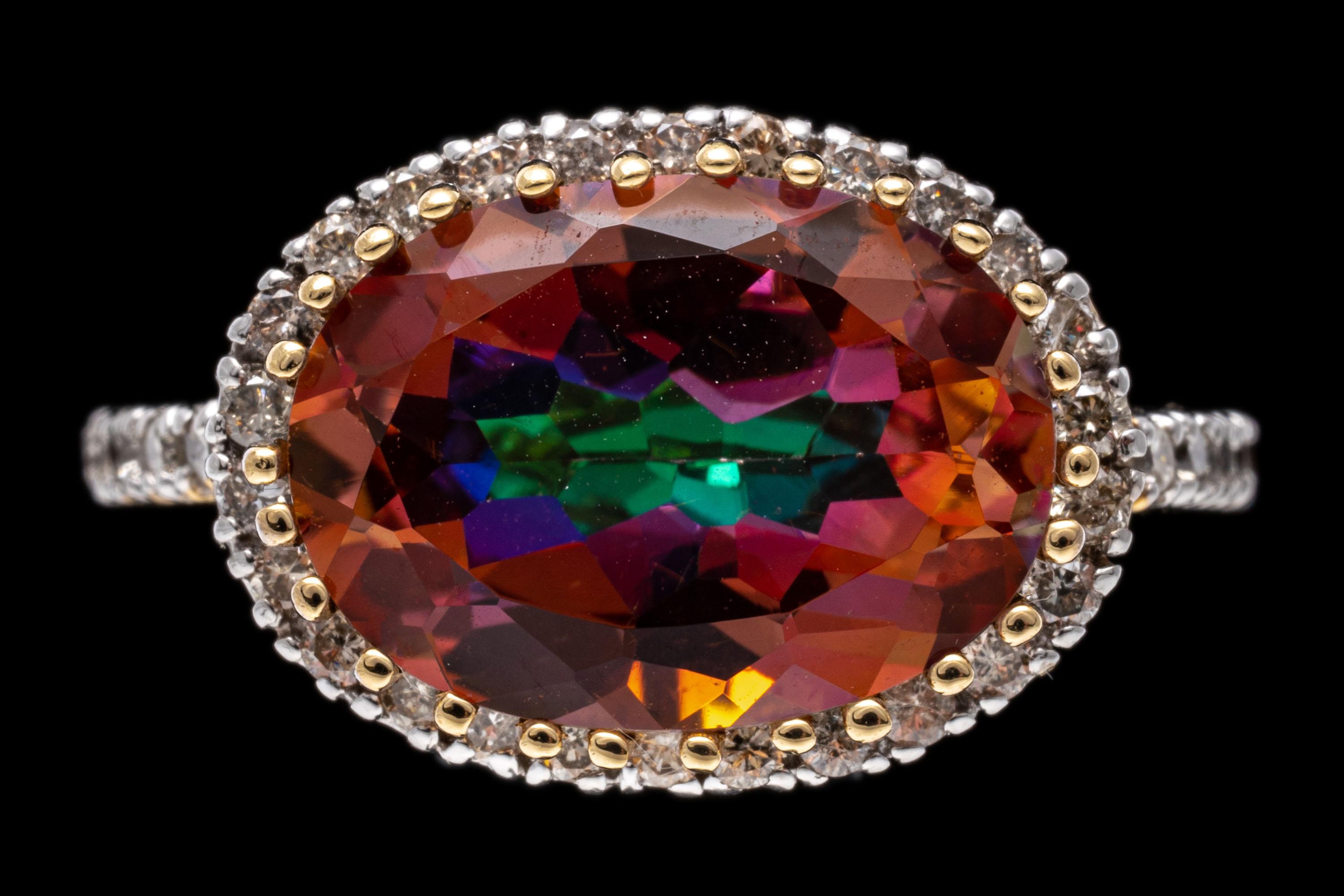 14 Karat Gelbgold Ring mit rosa Mystic Topas und Diamant, 0,40 TCW im Angebot 6