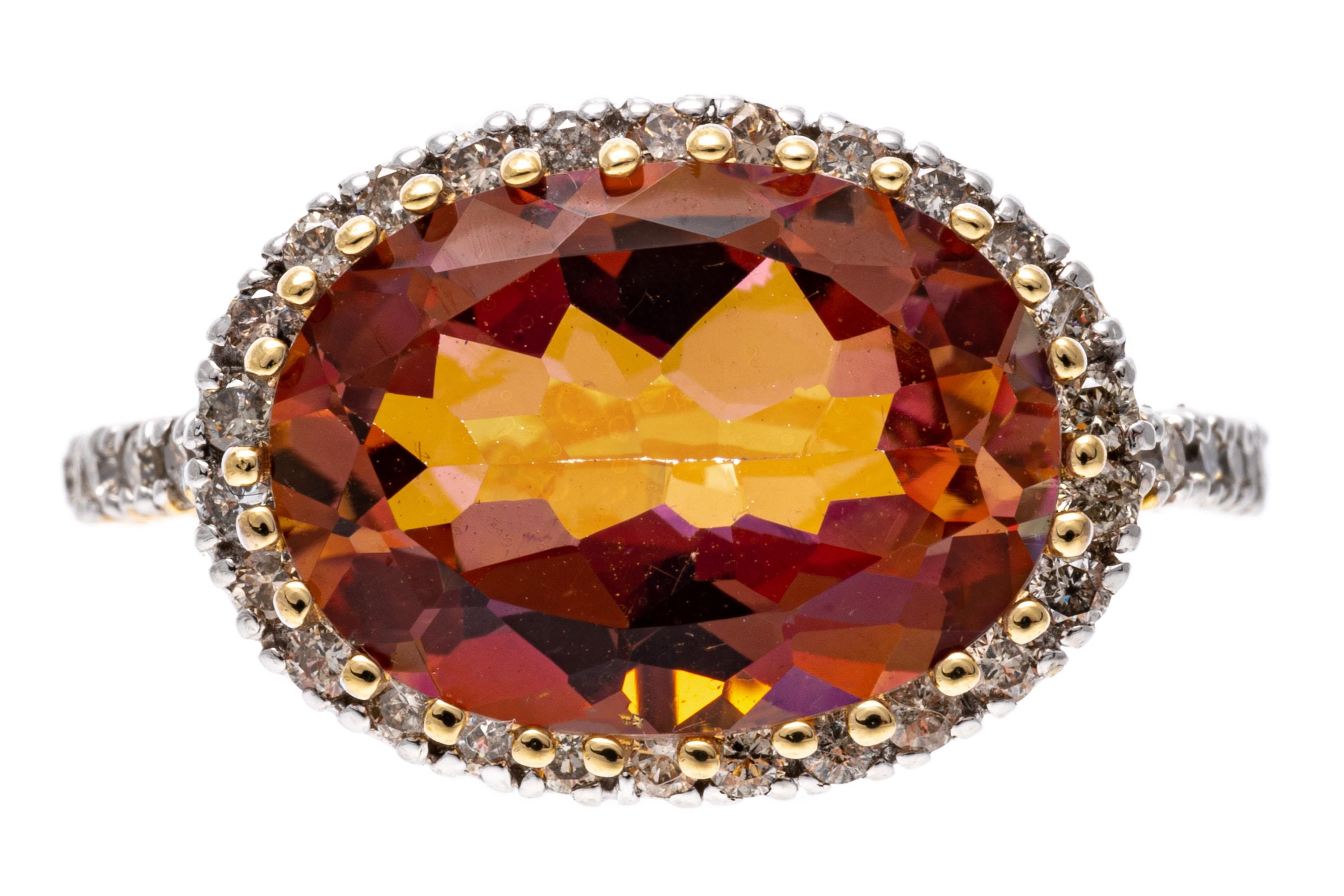 14 Karat Gelbgold Ring mit rosa Mystic Topas und Diamant, 0,40 TCW im Angebot 3