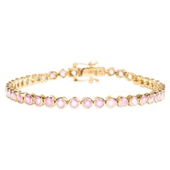 14k Yellow Gold Pink Sapphire Bezel Bracelet