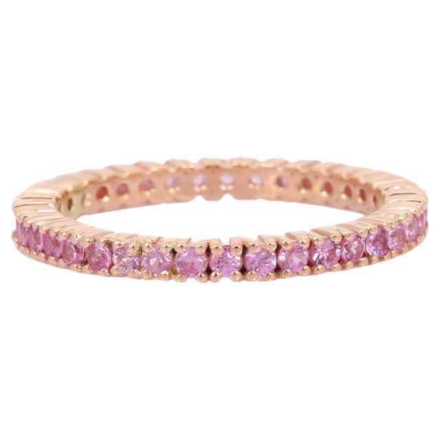 Pink Sapphire Octagon East West Eternity Band 14k Gold For Sale at 1stDibs
