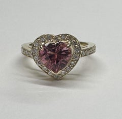 14k yellow gold Pink Tourmaline and Diamond Heart Ring