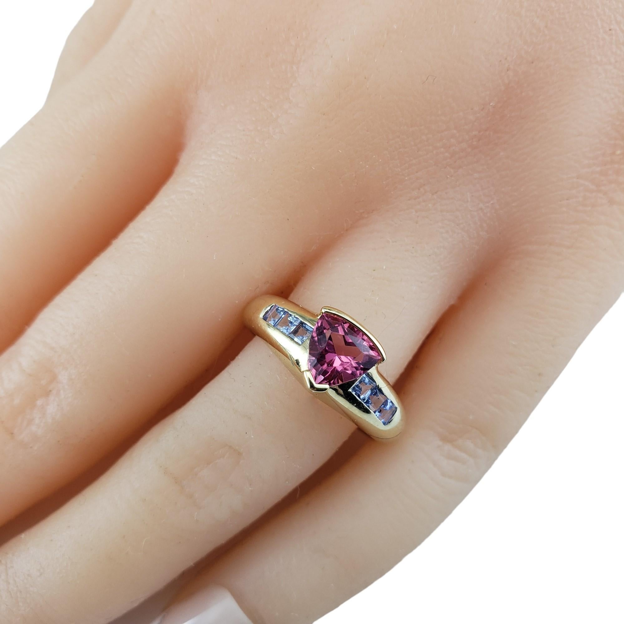 14K Yellow Gold Pink Tourmaline and Tanzanite Ring Size 7 #16340 For Sale 3