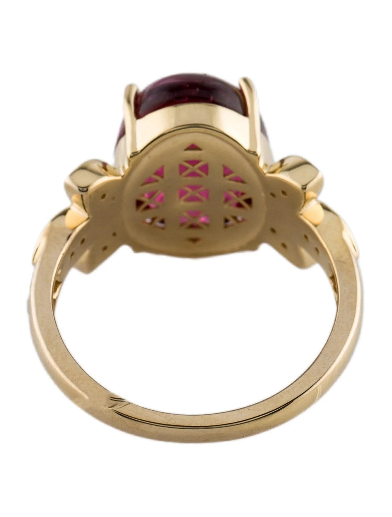 Oval Cut 14K Yellow Gold Pink Tourmaline & Diamond Cocktail Ring Size 7 For Sale