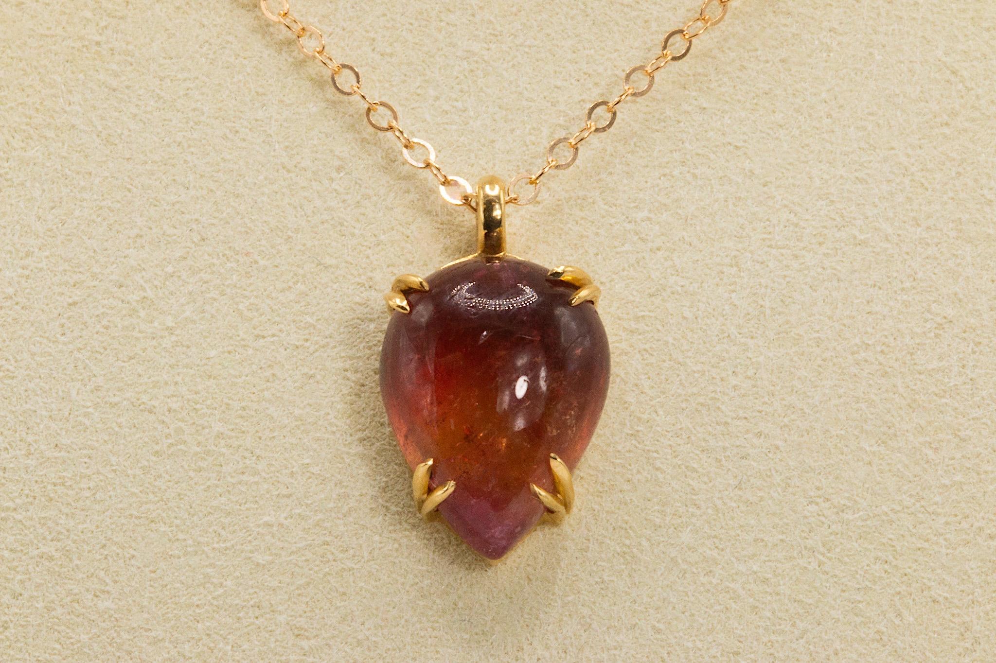 14k Yellow Gold Pink Tourmaline Pendant Necklace

Add a touch of natural elegance to your jewelry collection with this exquisite pink tourmaline pendant, set in 14K yellow gold.

The pendant, measuring approximately 0.75 inches in length, showcases