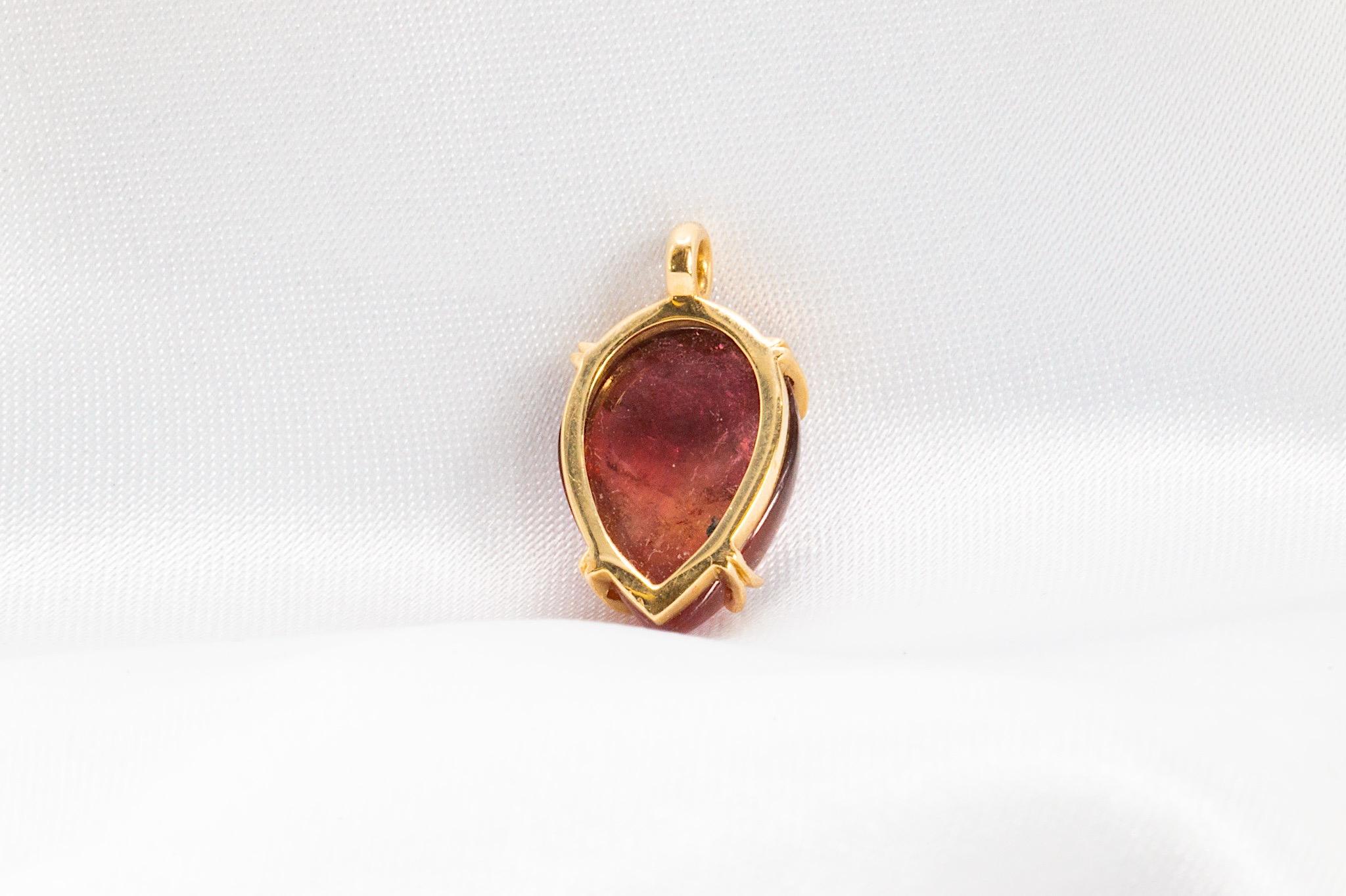 14k Yellow Gold Pink Tourmaline Pendant Necklace In condizioni Nuovo in vendita a Houston, TX