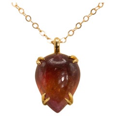 14k Yellow Gold Pink Tourmaline Pendant Necklace