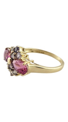 14K Yellow Gold Pink Tourmaline & Tanzanite Ring Size 7 #16290