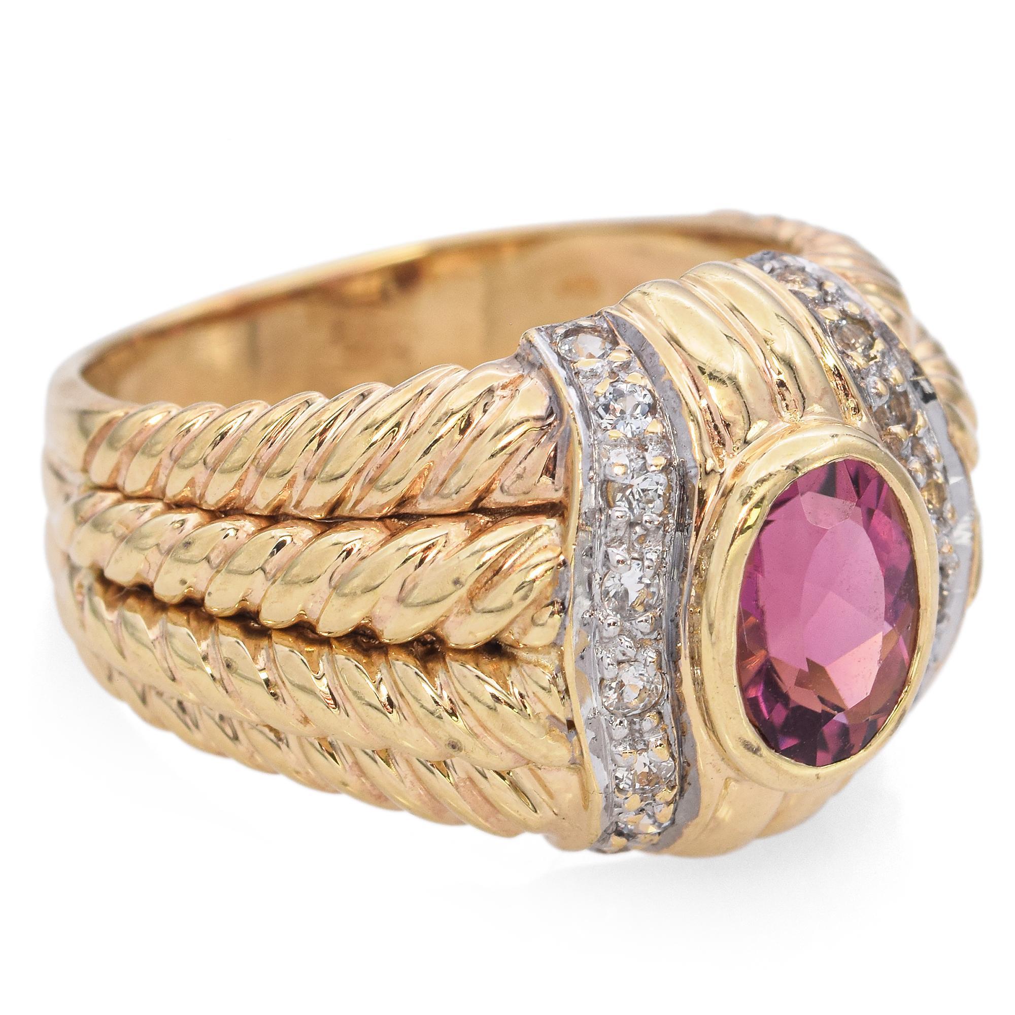 Women's 14K Yellow Gold Pink Tourmaline Wide Band Ring