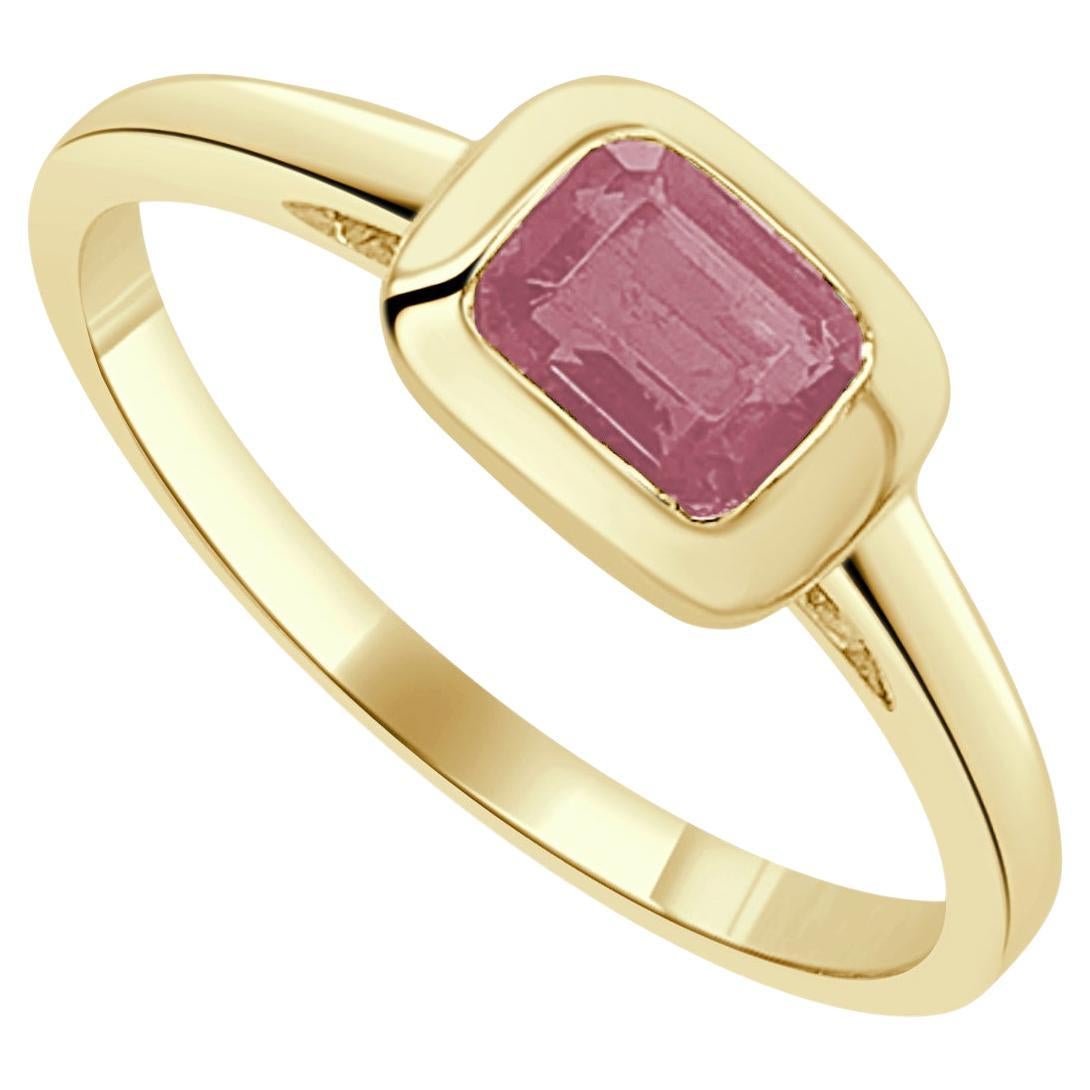 14K Yellow Gold Pink Tourmoline Ring for Her For Sale