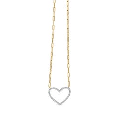 14K Yellow Gold Plated .925 Silver 1/4 Cttw Diamond Open Heart Chain Necklace