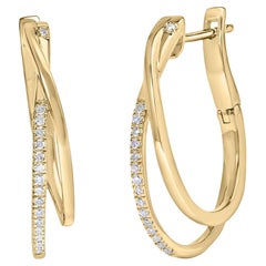 14K Gelbgold vergoldet .925 Sterlingsilber 1/10 Cttw Diamant-Creolen-Ohrringe