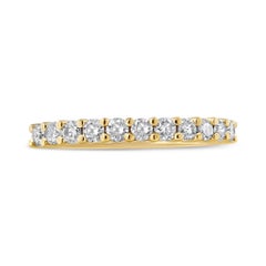 14K Yellow Gold Plated .925 Sterling Silver 1/2 cttw Diamond 11 Stone Band Ring