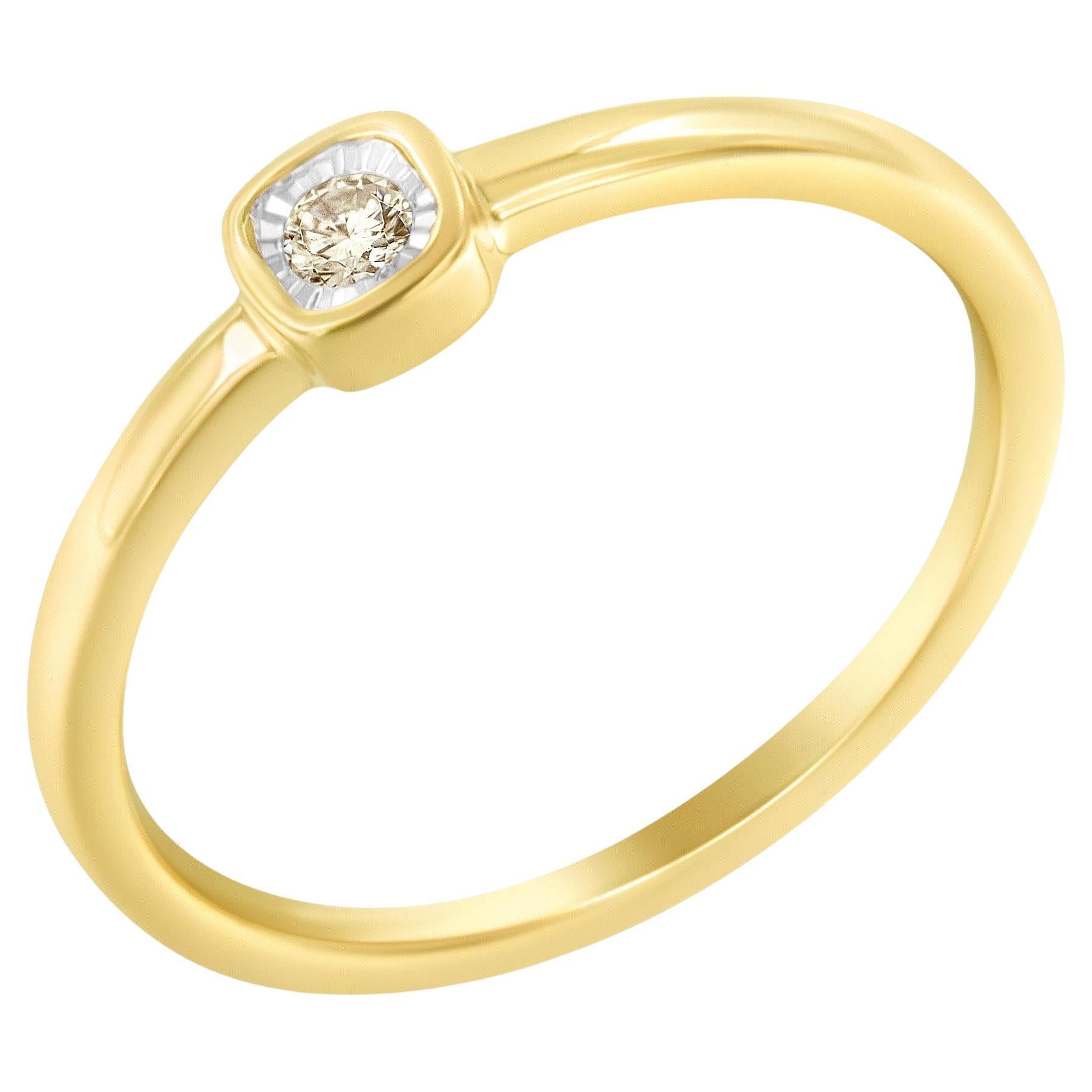 14K Yellow Gold Plated .925 Sterling Silver 1/20 Carat Diamond Set Promise Ring