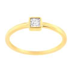 14K Yellow Gold Plated .925 Sterling Silver 1/20 cttw Miracle Set Diamond Ring