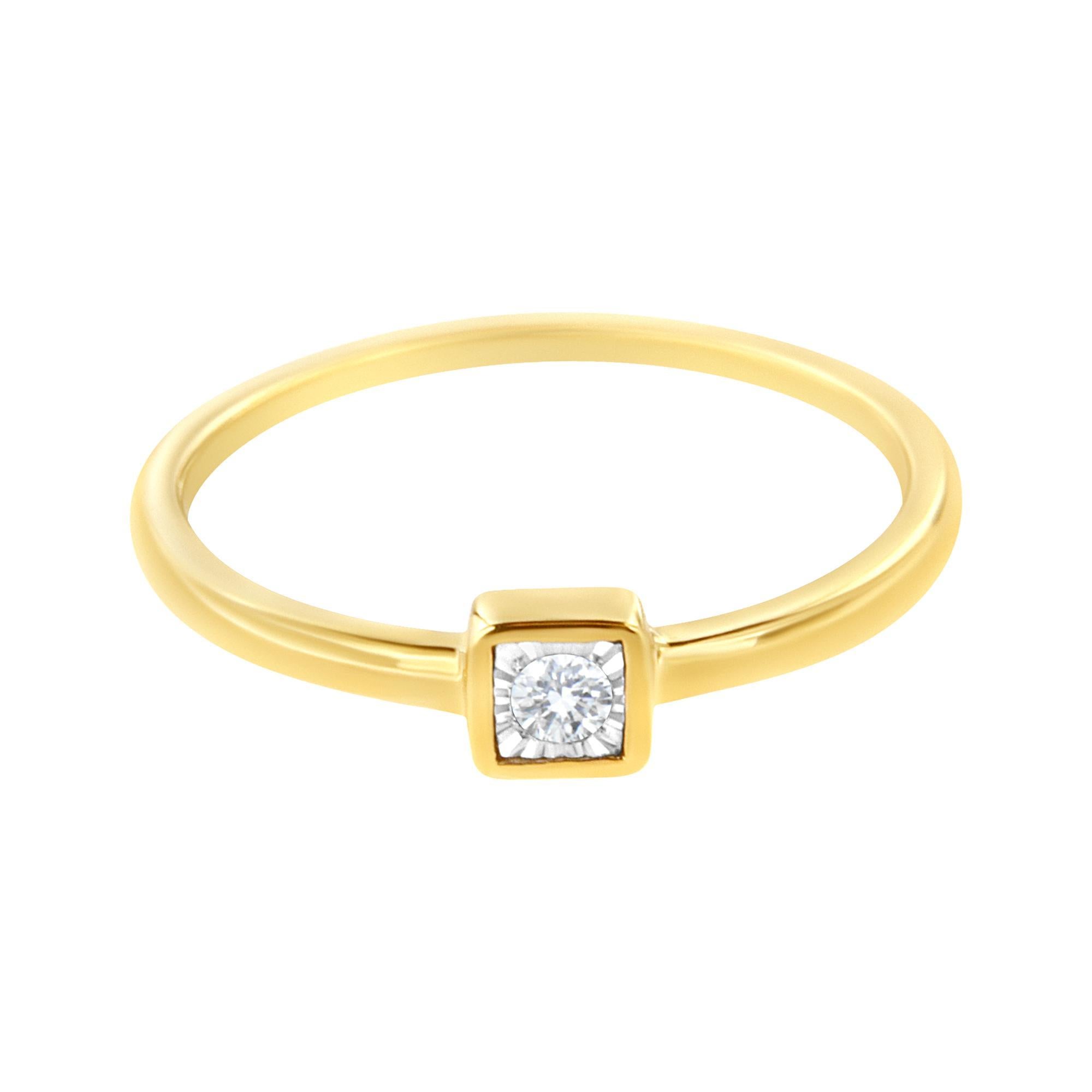 14K Gelbgold vergoldet .925 Sterling Silber 1/20 cttw Miracle Set Diamant Ring (Moderne) im Angebot