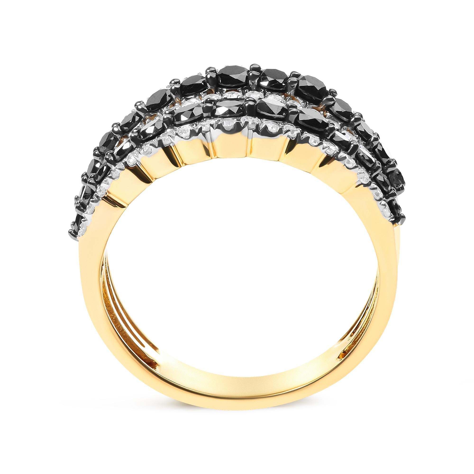 Taille ronde Bague en argent sterling plaqué or jaune 14K avec 1 3/4 Cttw de diamant en vente