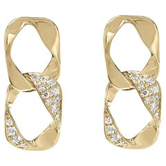 14K Yellow Gold Plated .925 Sterling Silver 1/5 Cttw Diamond Drop Earrings