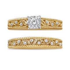14K Gelbgold plattiert .925 Sterling Silber 1/5 Cttw Diamant Ring