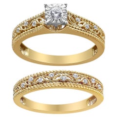 Bague en argent sterling plaqué or jaune 14K avec 1/5 Cttw de diamant