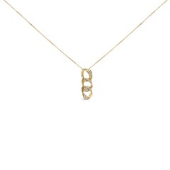 14K Yellow Gold Plated .925 Sterling Silver 1/6 Cttw Diamond Asymmetric Necklace