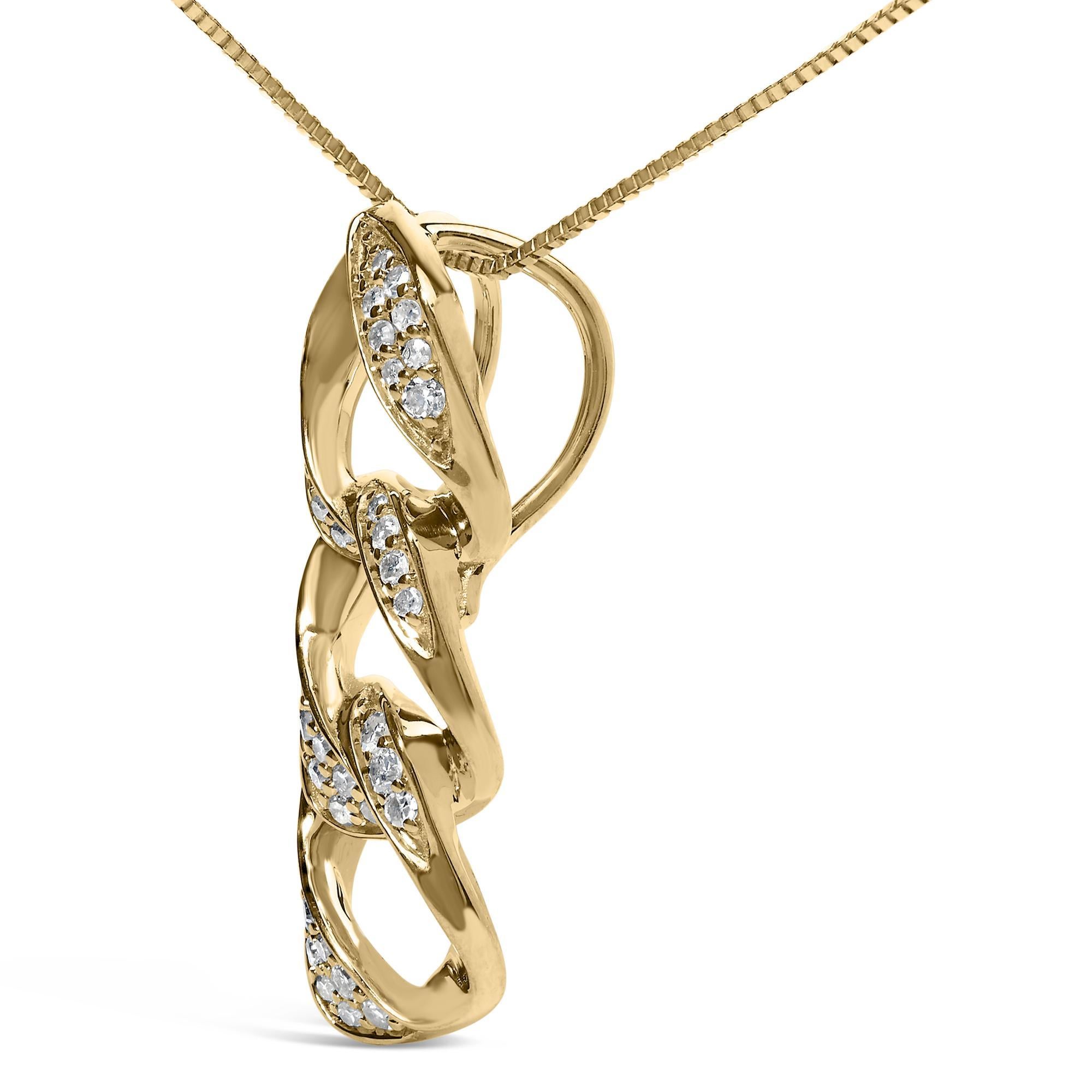 Moderno Collana asimmetrica in argento 925 placcato oro giallo 14K con 1/6 ctw di diamanti in vendita