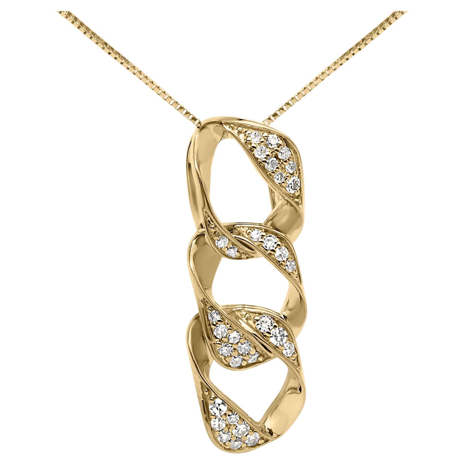 14K Gelbgold Platin .925 Sterlingsilber 1/6 Cttw Diamant Asymmetrische Halskette