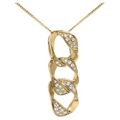 14K Yellow Gold Plated .925 Sterling Silver 1/6 Cttw Diamond Asymmetric Necklace