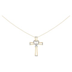 14K Yellow Gold Plated .925 Sterling Silver 1/6 Cttw Diamond Heart Necklace