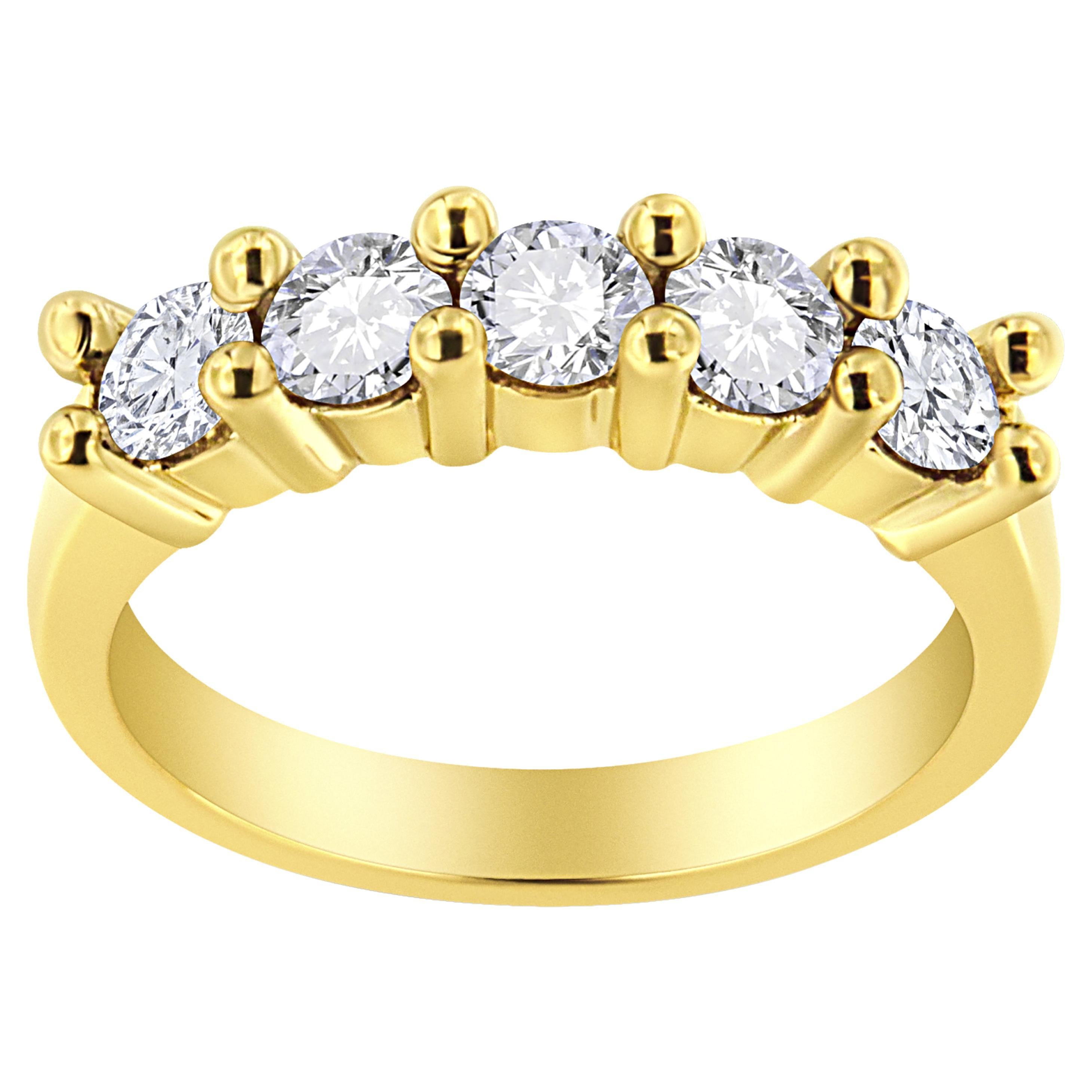 14K Gelbgold Platin .925 Sterling Silber 1,0 Karat Diamant Ring mit 5 Steinen