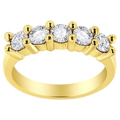 14k Yellow Gold Plated .925 Sterling Silver 1.0 Carat Diamond 5 Stone Band Ring