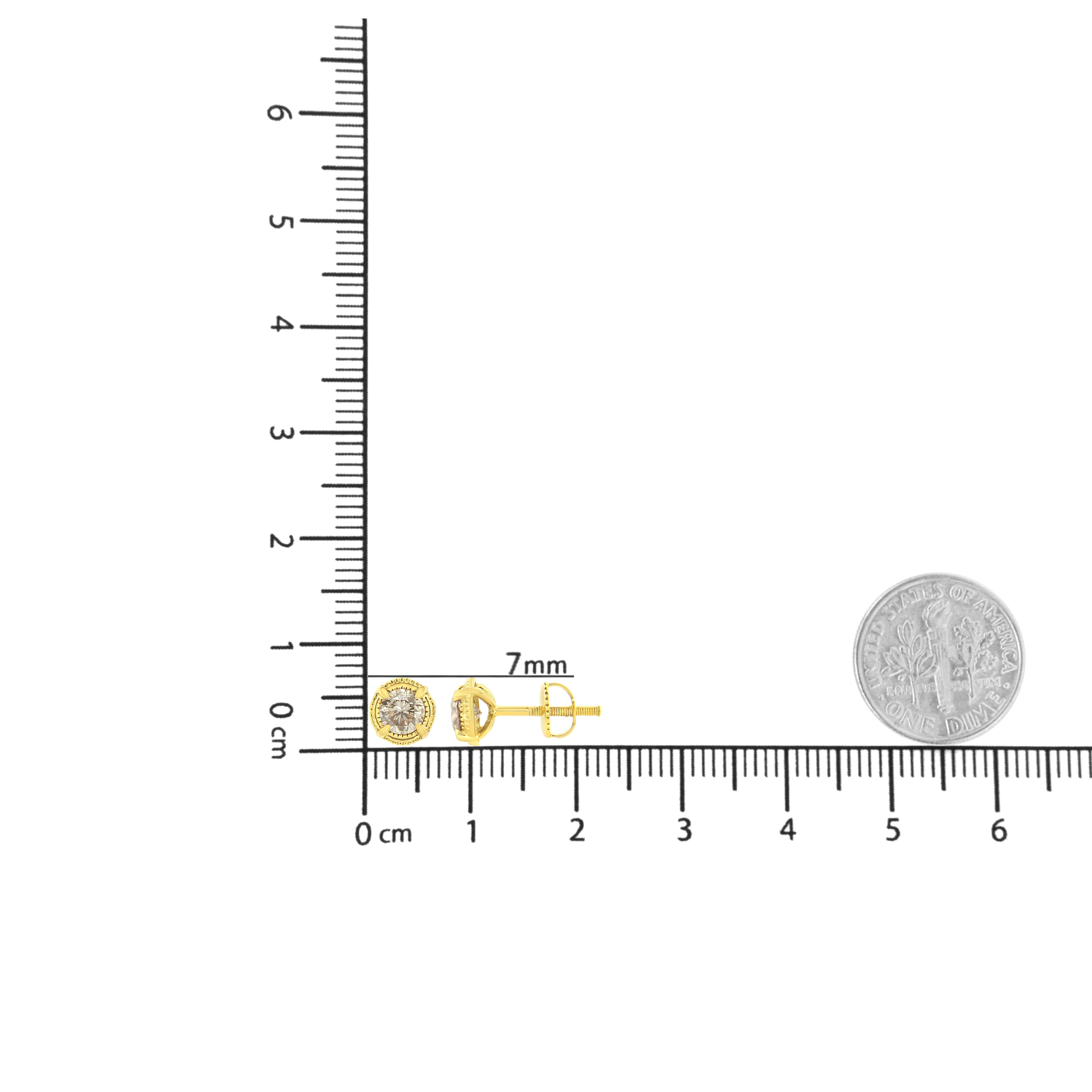 Ohrstecker, 14 Karat Gelbgold, 0,925 Karat Sterling Silber 1,0 Karat Diamant im Zustand „Neu“ im Angebot in New York, NY