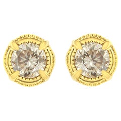 Orecchino con diamante da 1,0 carati in argento 925 placcato oro giallo 14K