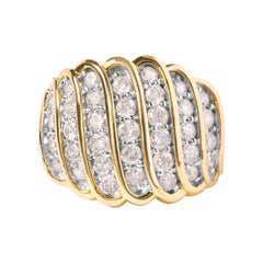 14K Yellow Gold Plated .925 Sterling Silver 2.0 Cttw Diamond Multi Row Band Ring