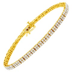 14K Yellow Gold Plated .925 Sterling Silver 3 Carat Diamond Link Tennis Bracelet