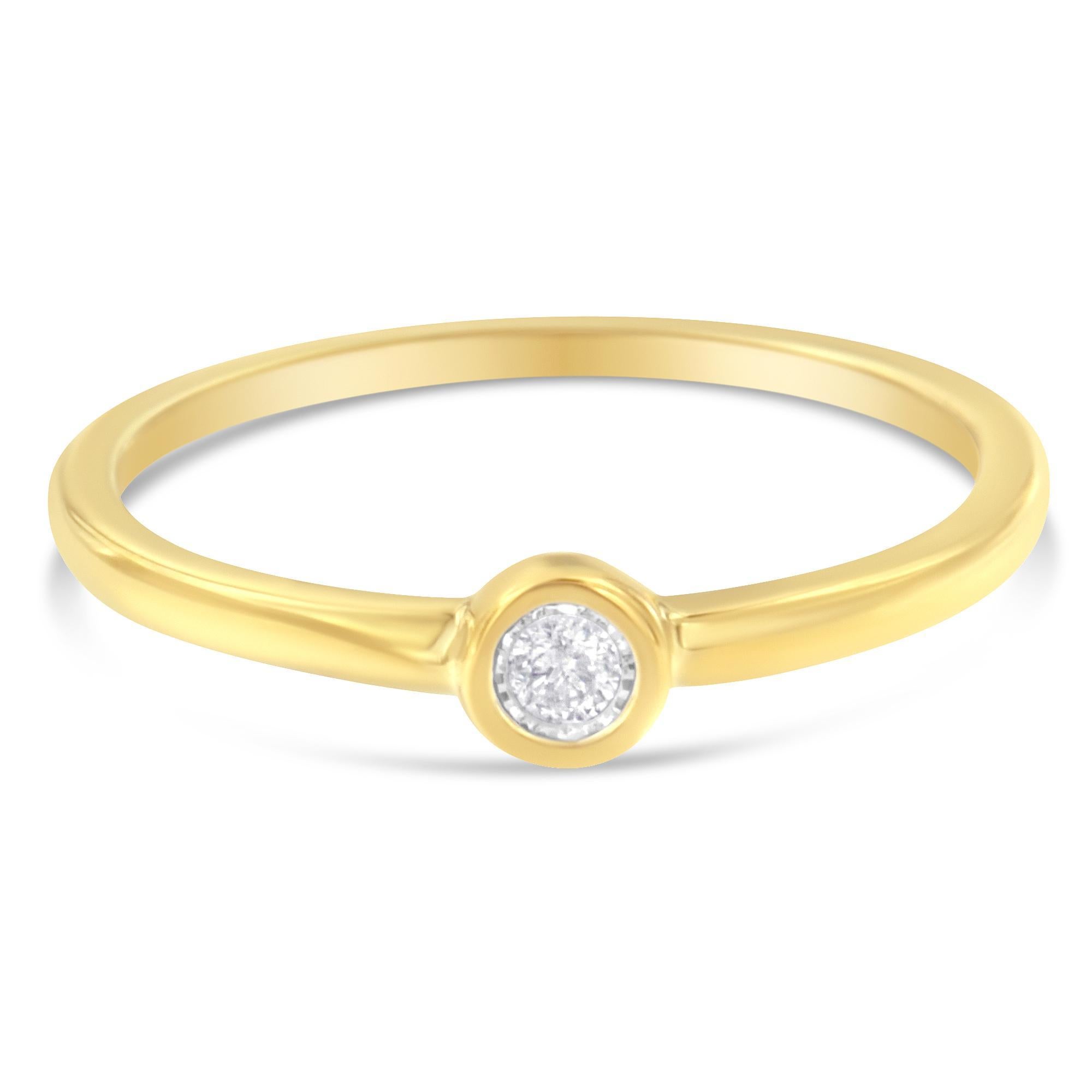 Modern 14K Yellow Gold Plated .925 Sterling Silver Miracle Set Diamond Ring 1/20 Cttw For Sale