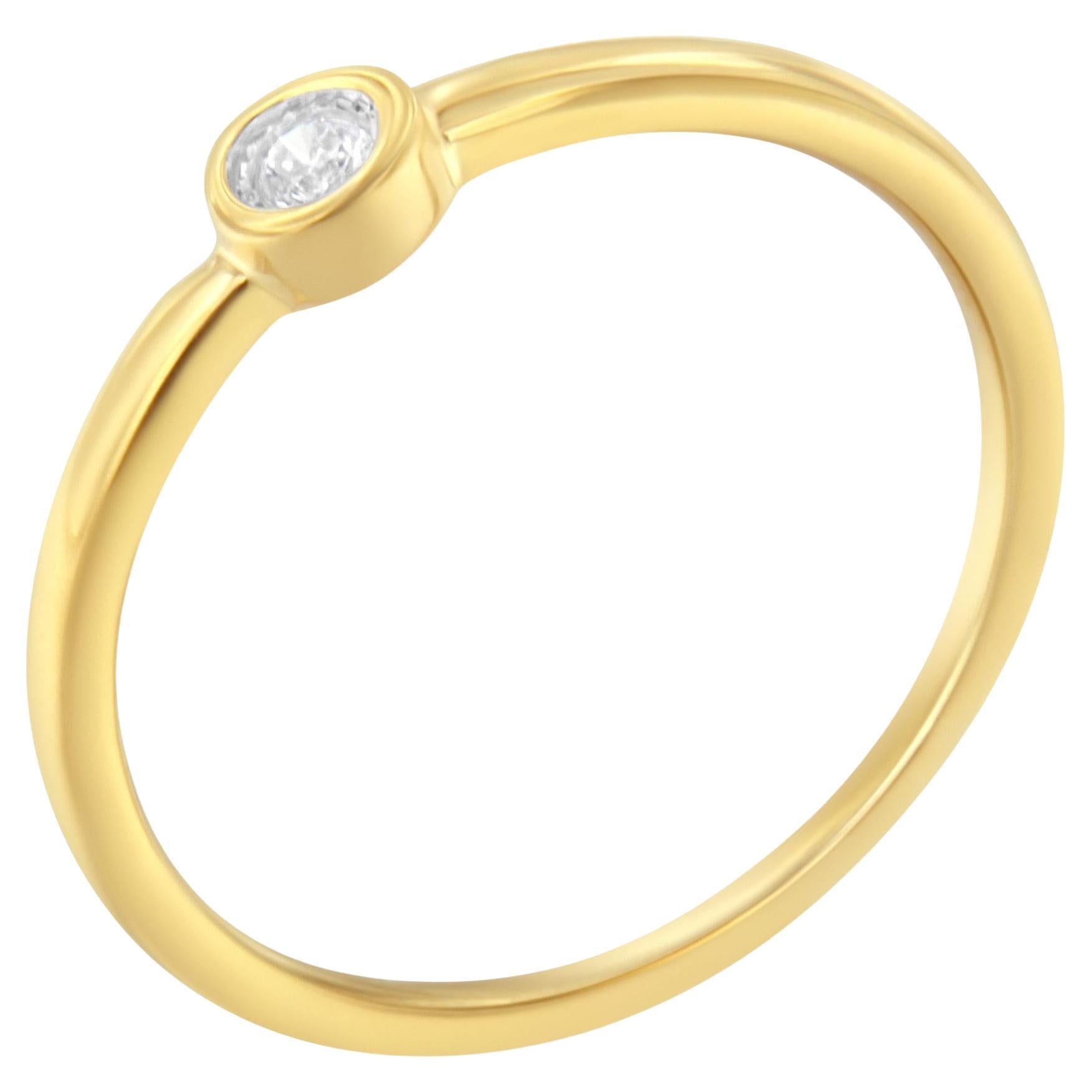 14K Yellow Gold Plated .925 Sterling Silver Miracle Set Diamond Ring 1/20 Cttw