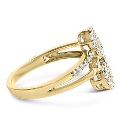 14K Yellow Gold Plated Silver 1/2 Cttw Diamond Scatter Composite Bypass Ring