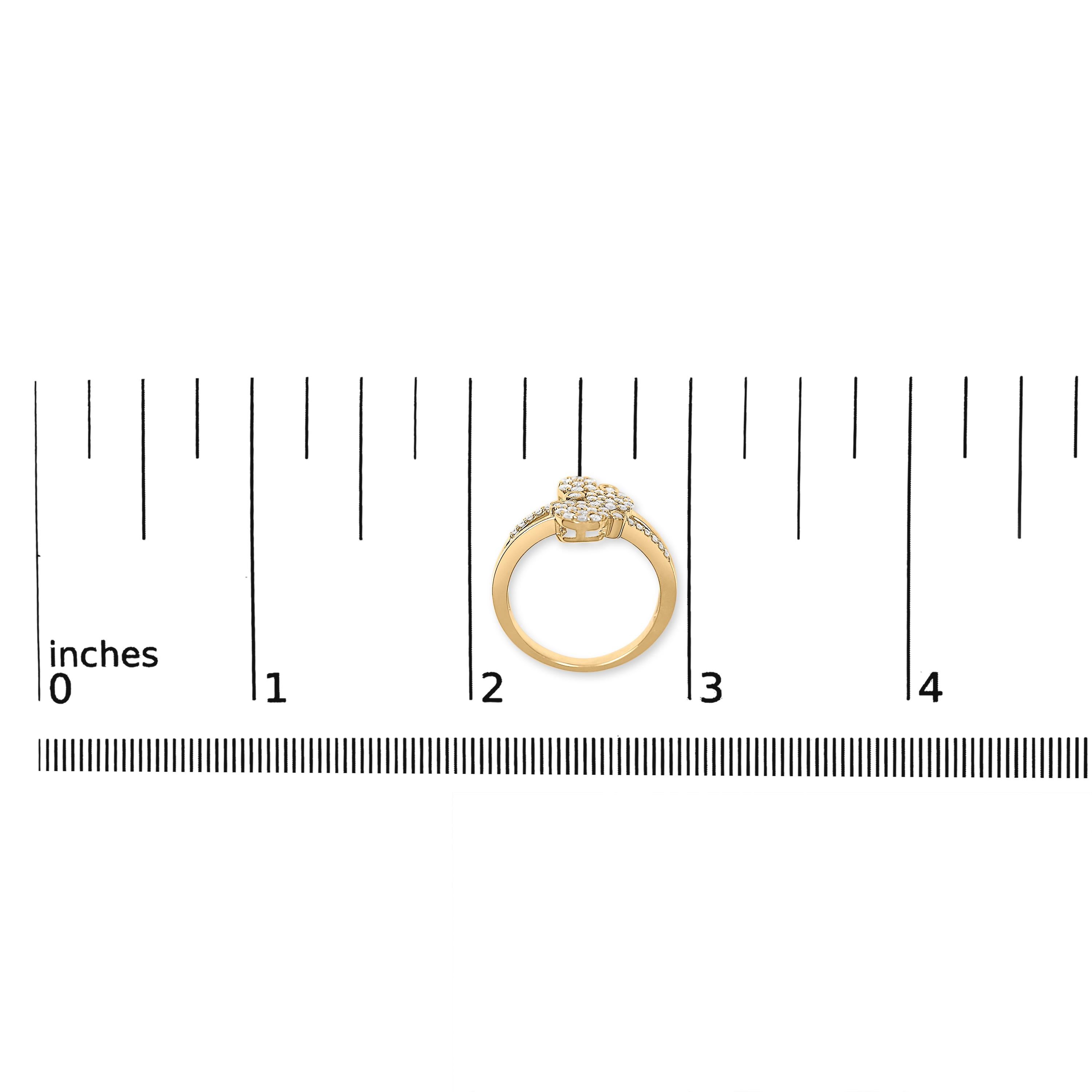 De las mujeres Anillo Bypass Compuesto de Plata con Baño de Oro Amarillo de 14 K y 1/2 qt de Diamantes Esparcidos en venta