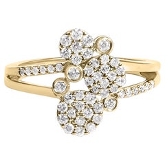14K Gelbgold Platin versilbert Silber 1/2 Cttw Diamant Scatter Composite Bypass-Ring