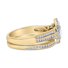 Set da sposa in argento placcato in oro giallo 14K con diamanti taglio marquise a grappolo, 1/2 Cttw