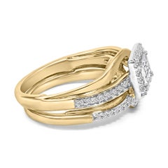 14K Yellow Gold Plated Silver 1/2 Cttw Princess Square Diamond Bridal Set