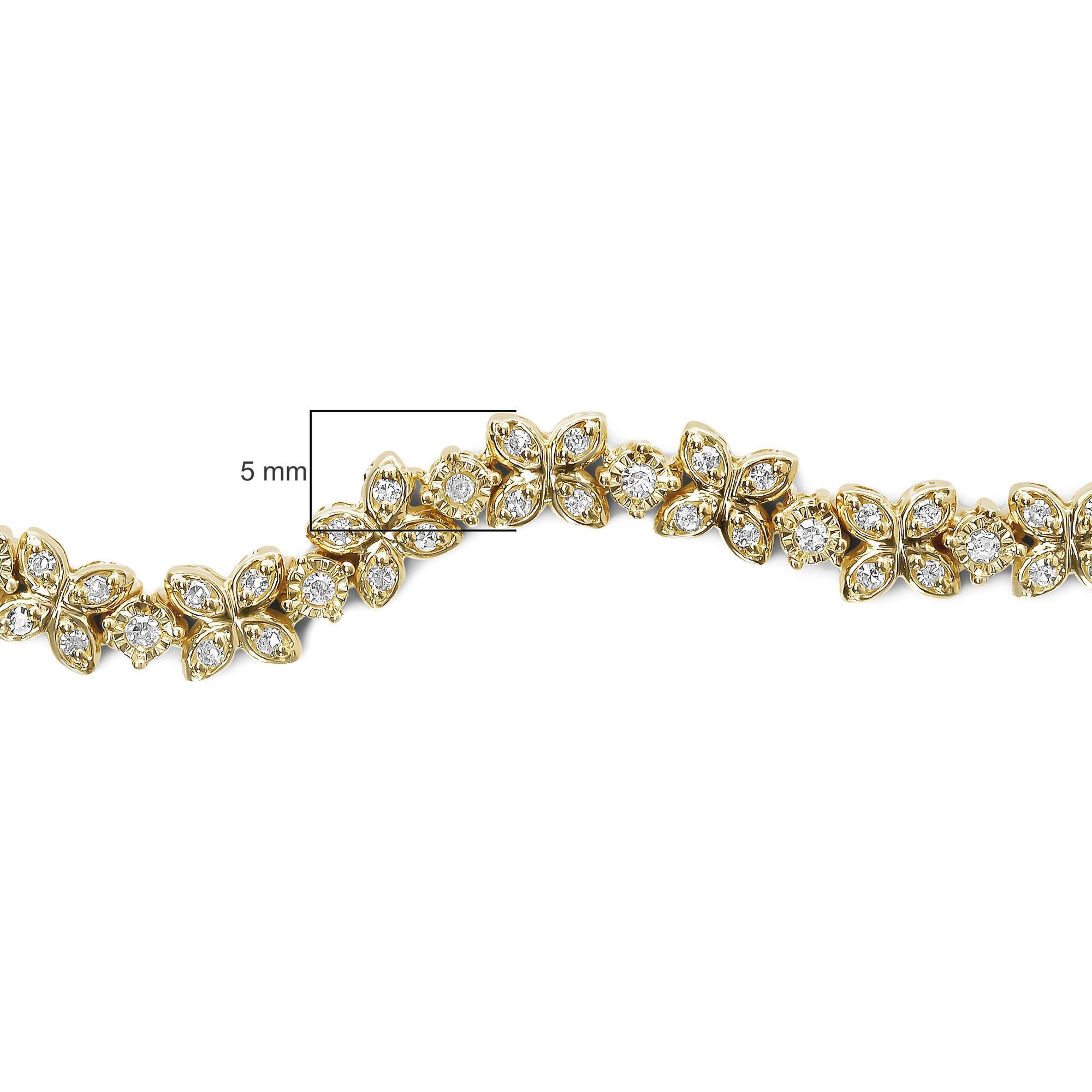 Taille ronde Bracelet Bolo réglable en or jaune 14 carats plaqué argent avec diamants 1/4 carat en vente
