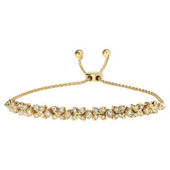 Bracelet Bolo réglable en or jaune 14 carats plaqué argent avec diamants 1/4 carat