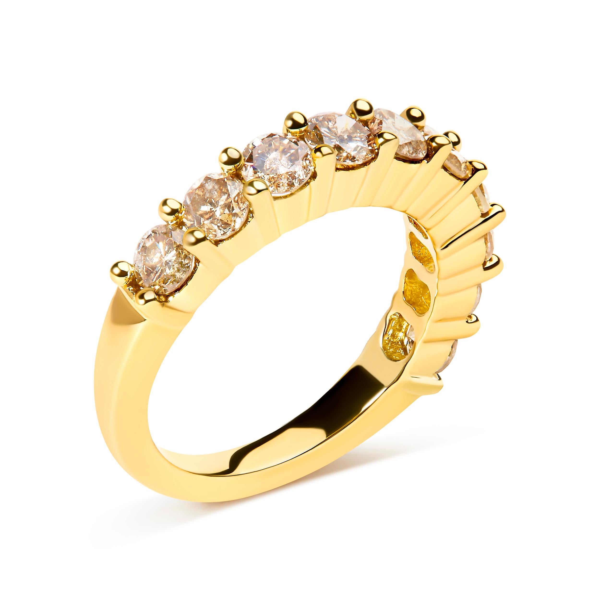 For Sale:  14K Yellow Gold Plated Silver 2.0 Cttw Diamond 10 Stone Anniversary Band Ring 3