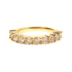 14K Yellow Gold Plated Silver 2.0 Cttw Diamond 10 Stone Anniversary Band Ring