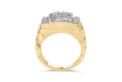 14K Yellow Gold Plated Silver 3/8 Cttw Diamond Mens Cluster Cocktail Ring