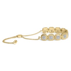 14K Yellow Gold Plated Silver 5/8 Ctw Diamond Composite Cushion Bolo Bracelet